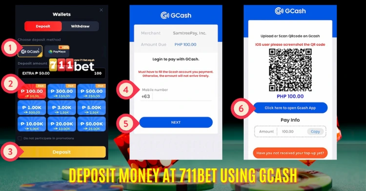 Deposit Money at 711Bet Using GCash